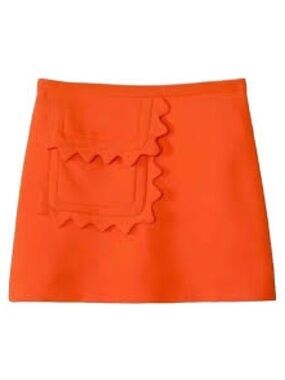 Victoria Beckham Women's Twill Skirt with Scallop Trim Pocket